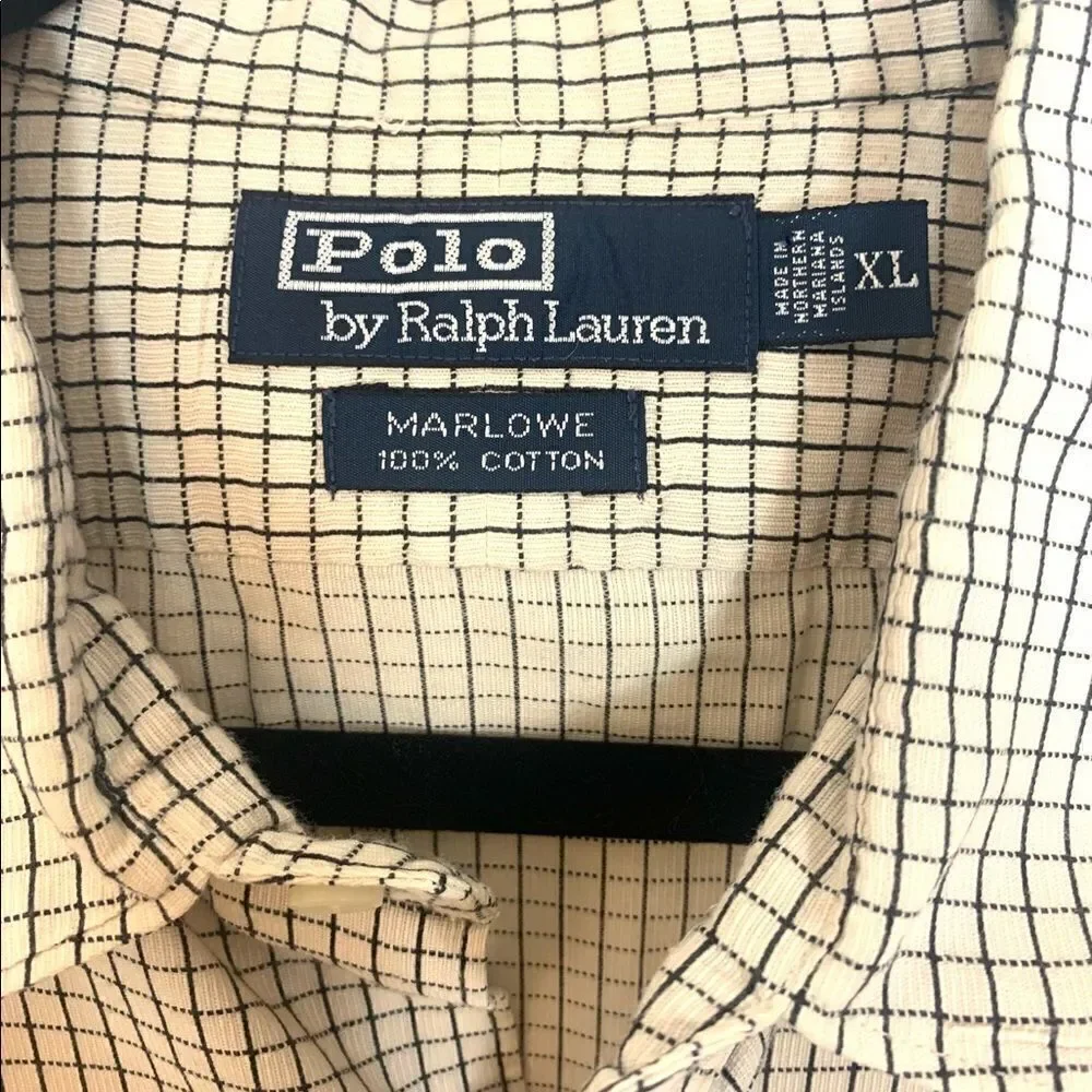 Polo Ralph Lauren Cream w/ Blue check Marlowe Button down Shirt